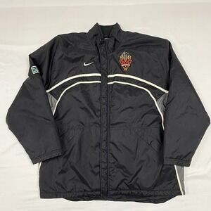 Rare Vintage Nike MetroStars MLS Soccer Sideline Jacket XL Black White Insulated